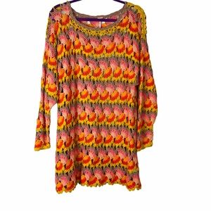 Free People Little Fan Crochet Tunic Sweater Small